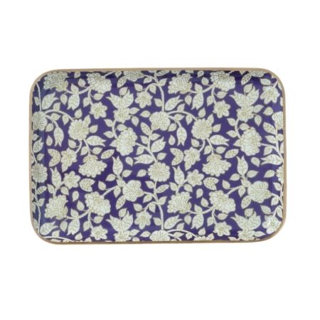 Bandeja bohemia chic con flores de metal esmaltado Jaya Violeta