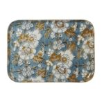 Bandeja bohemia con flores de metal esmaltado Vishnu azul